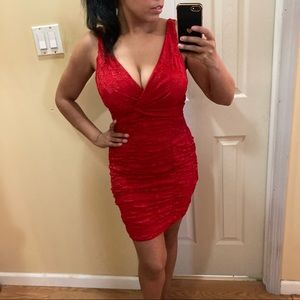 Low cut Red Dress